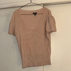 Express Women's Beige V-Neck Top